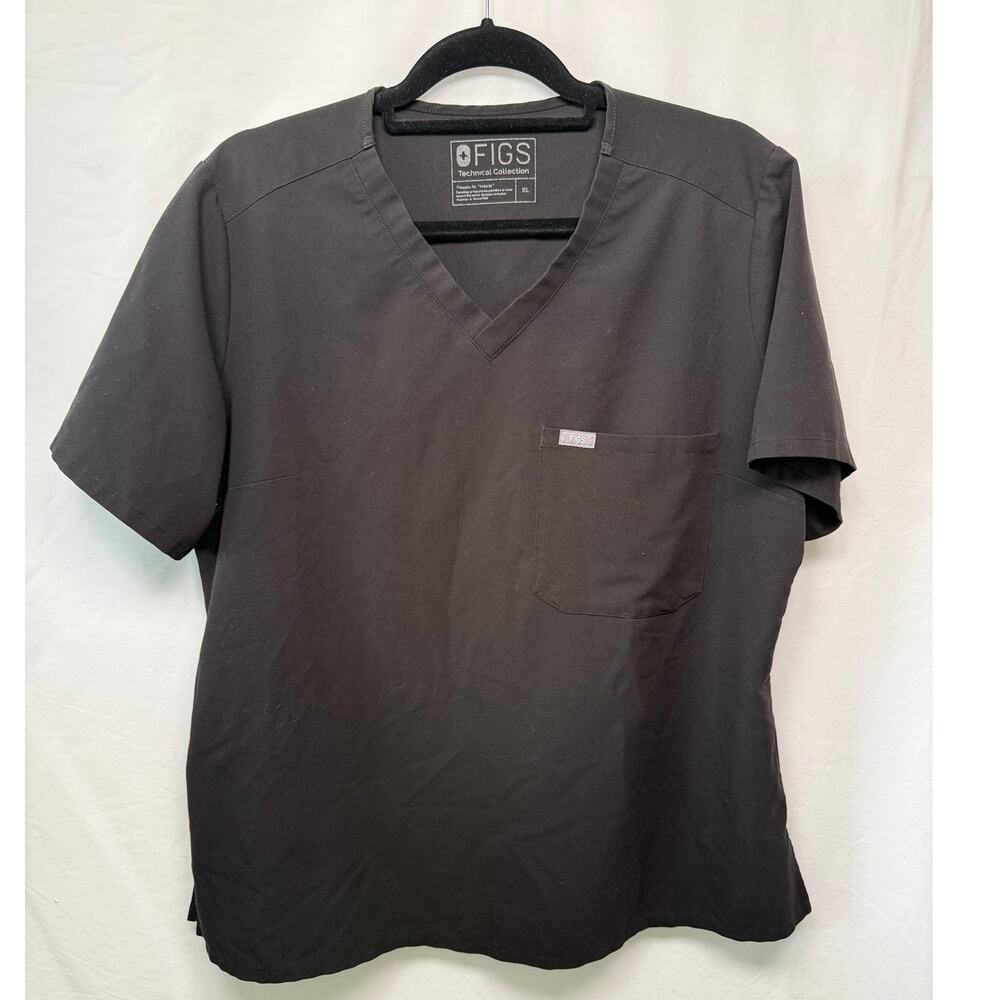 Figs Technical Collection Women's Catarina Scrub Top, Black, Size XL